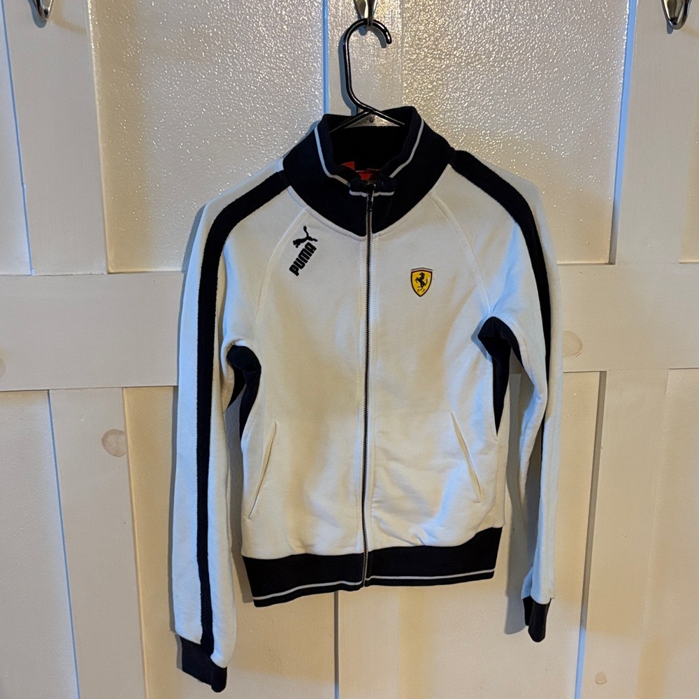 Puma Kids White and Black Track Jacket